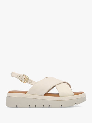 Nettina Off White Leather Cross Strap Sandals