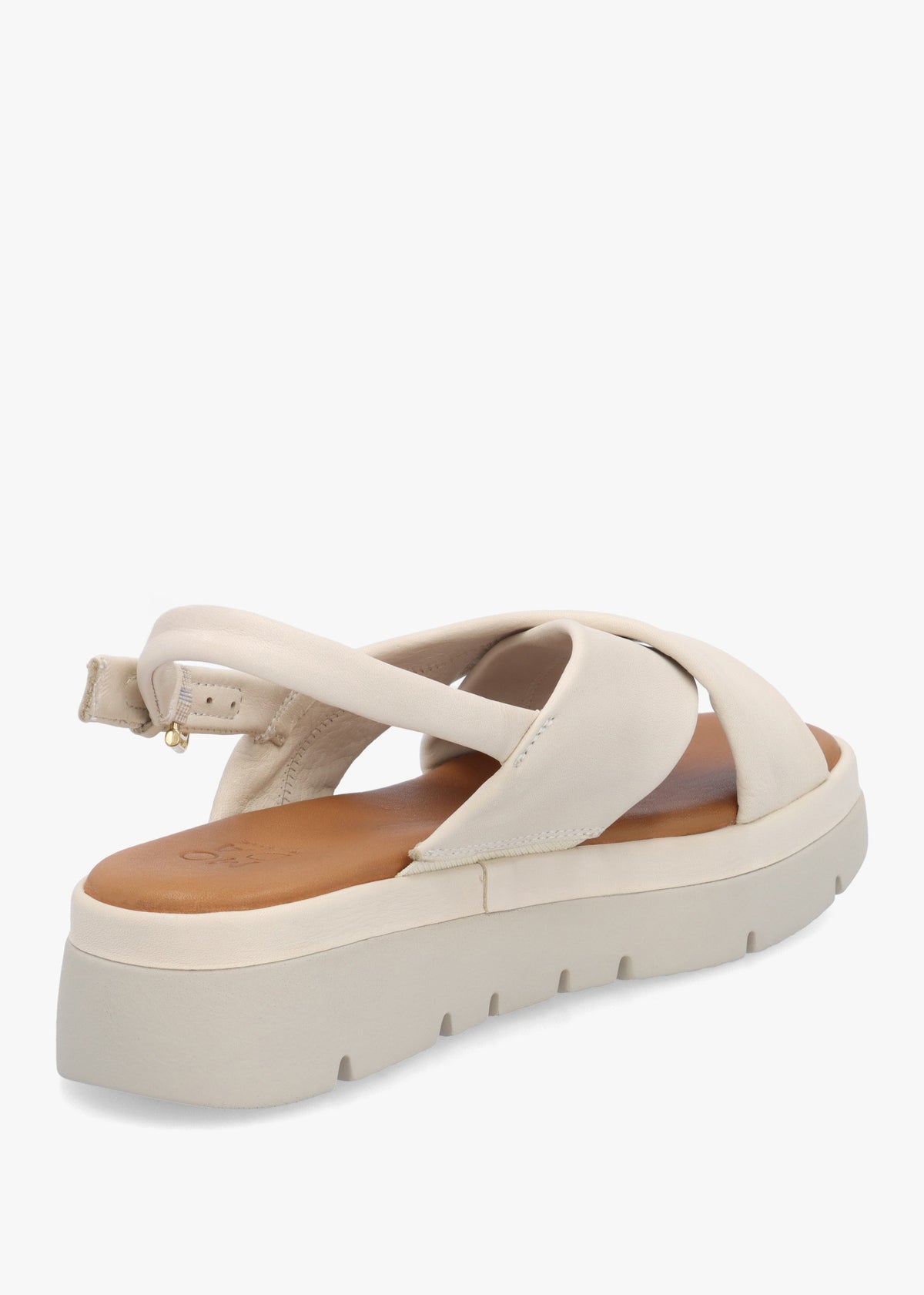 Nettina Off White Leather Cross Strap Sandals