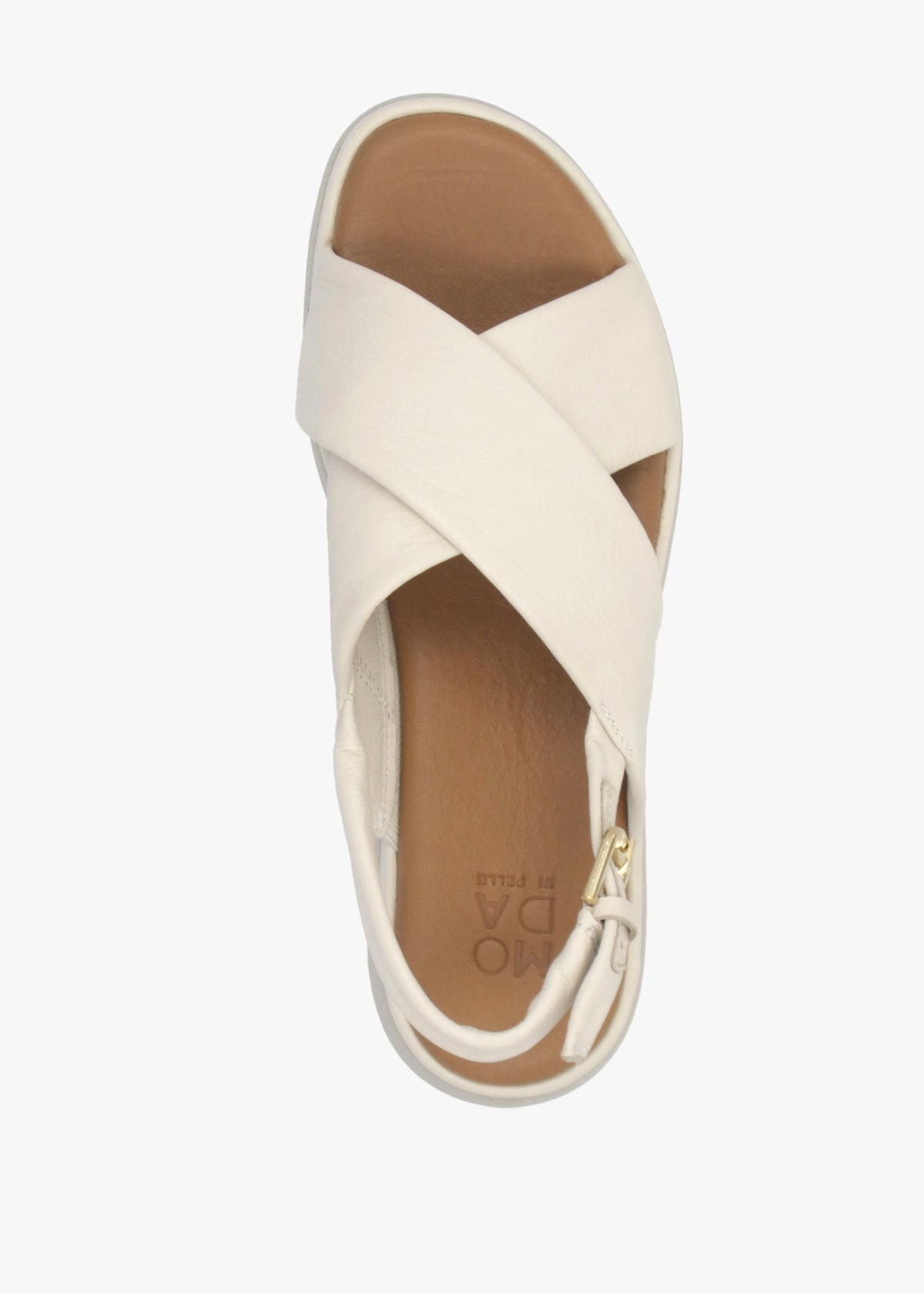 Nettina Off White Leather Cross Strap Sandals