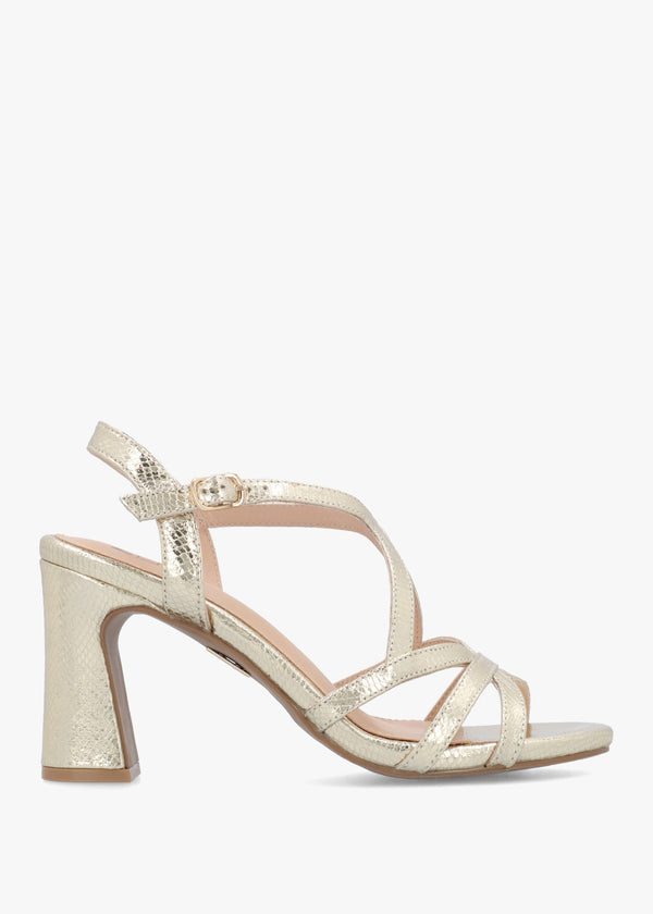 Missani Gold Reptile Strappy Heeled Sandals