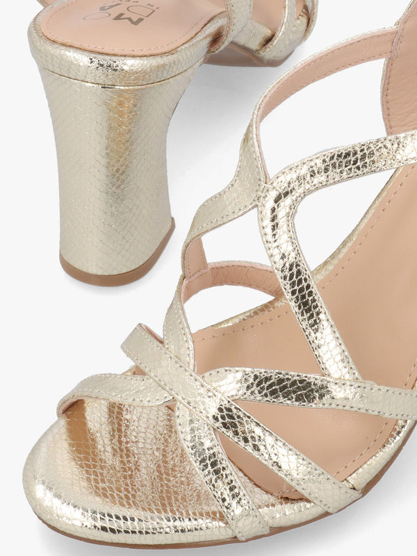 Missani Gold Reptile Strappy Heeled Sandals