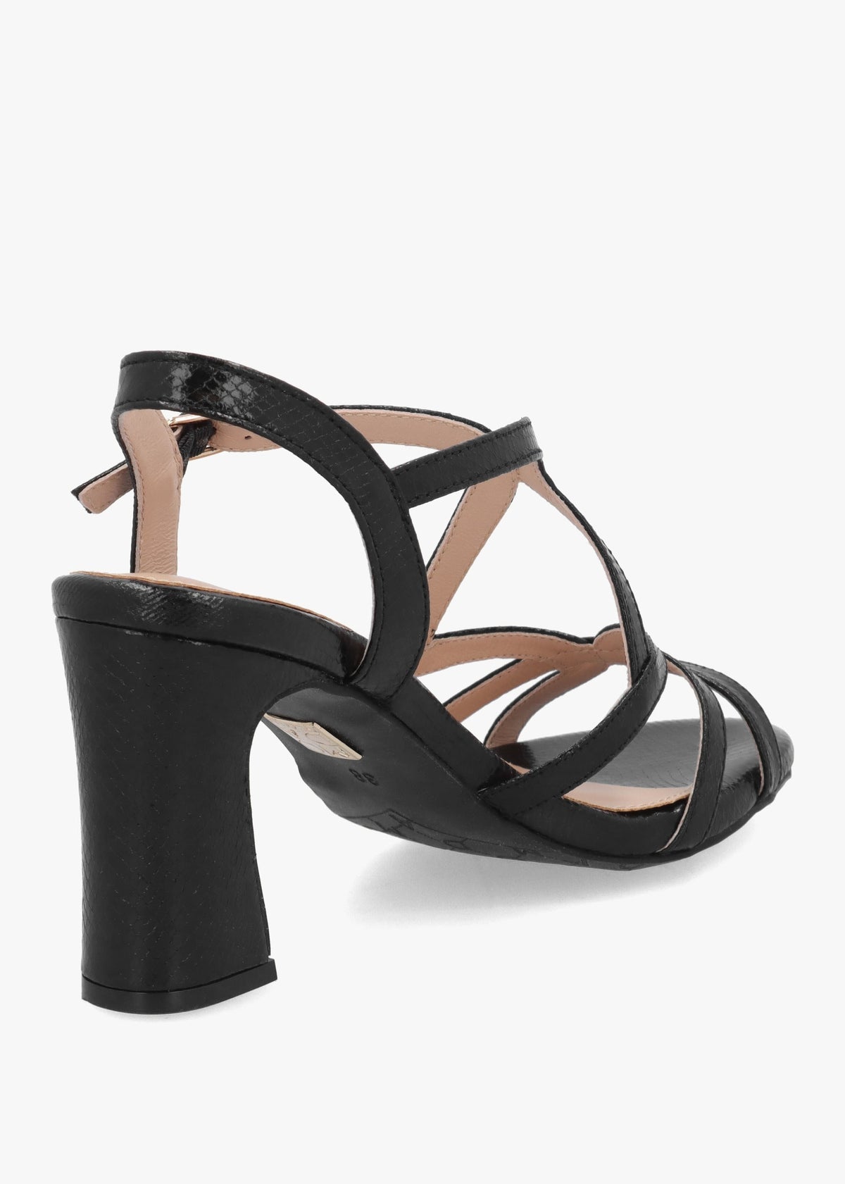 Missani Black Reptile Strappy Heeled Sandals