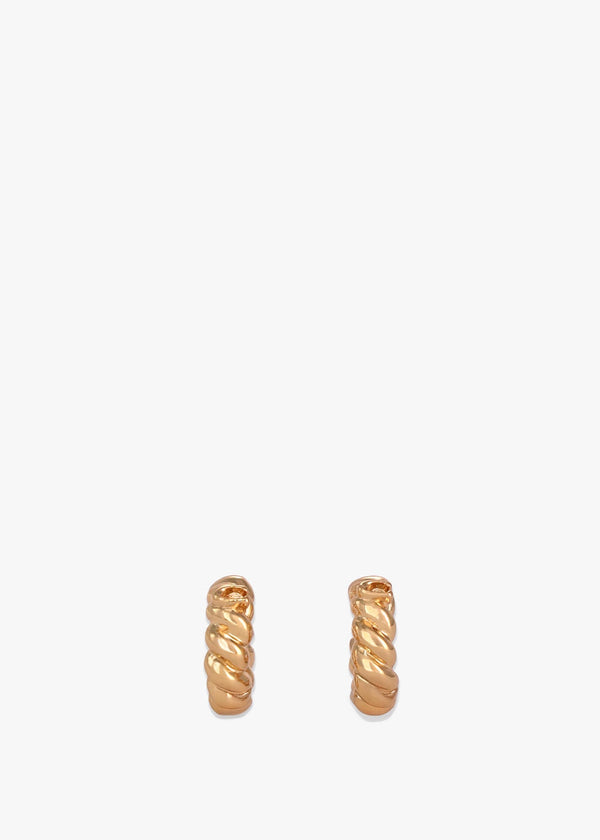C Logo Twisted Gold Huggie Hoops