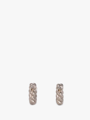 C Logo Twisted Silver Huggie Hoops