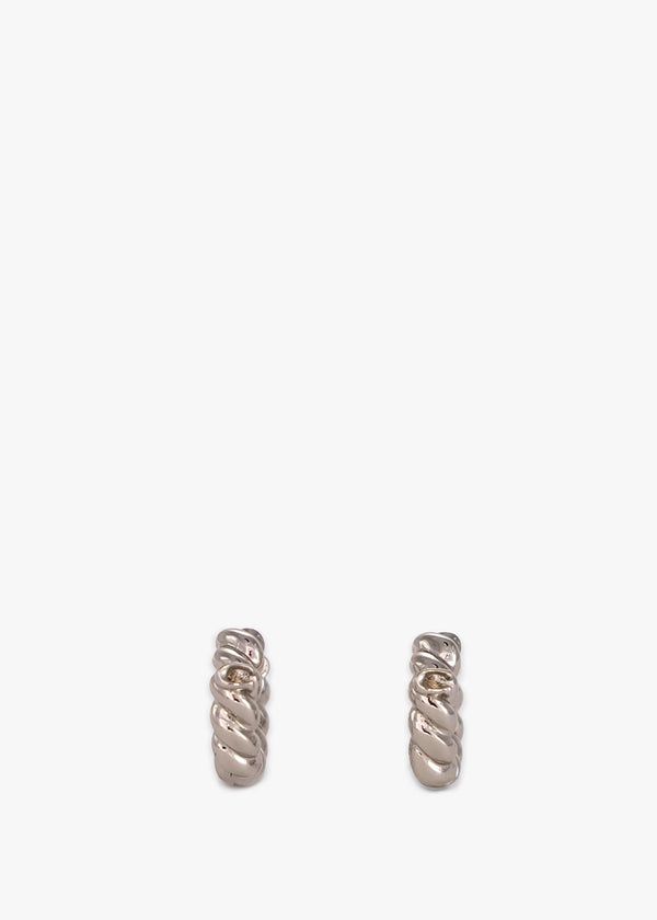 C Logo Twisted Silver Huggie Hoops