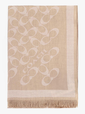 Bias Signature C Camel Wool Mix Oblong Scarf
