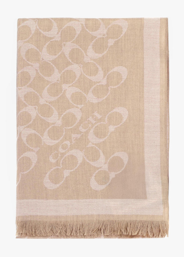 Bias Signature C Camel Wool Mix Oblong Scarf