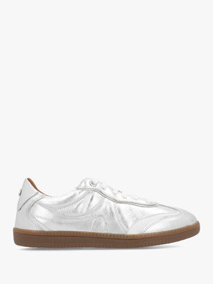 Brioni Metallic Silver Leather Low Profile Trainers