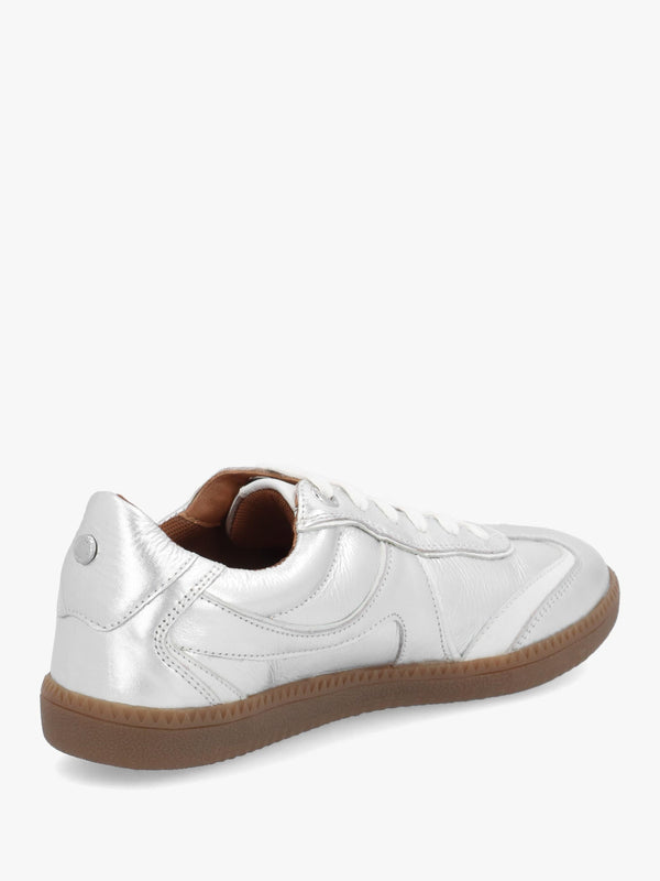 Brioni Metallic Silver Leather Low Profile Trainers