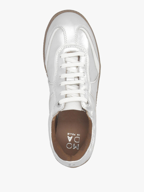 Brioni Metallic Silver Leather Low Profile Trainers