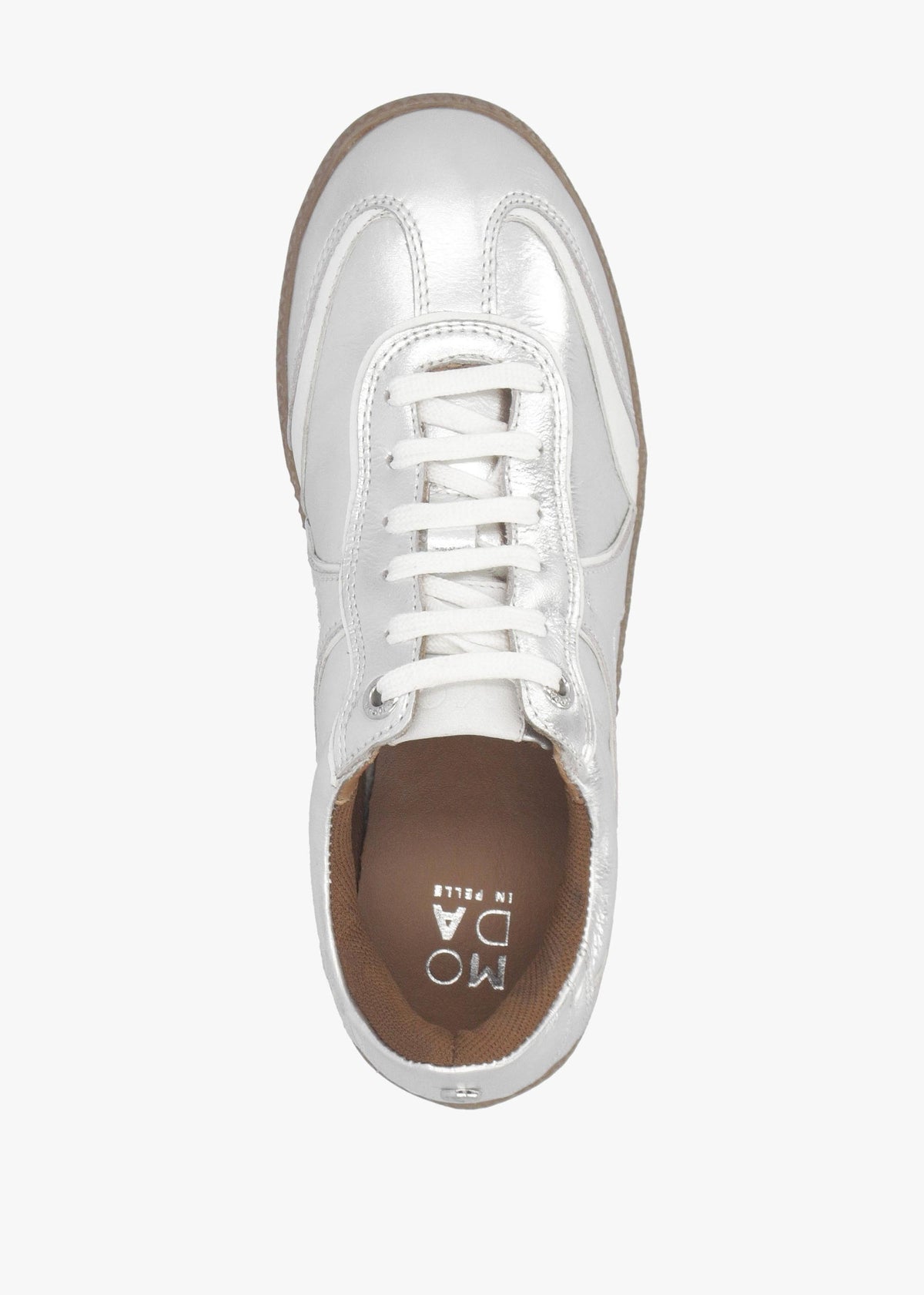 Brioni Metallic Silver Leather Low Profile Trainers