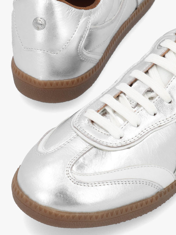 Brioni Metallic Silver Leather Low Profile Trainers