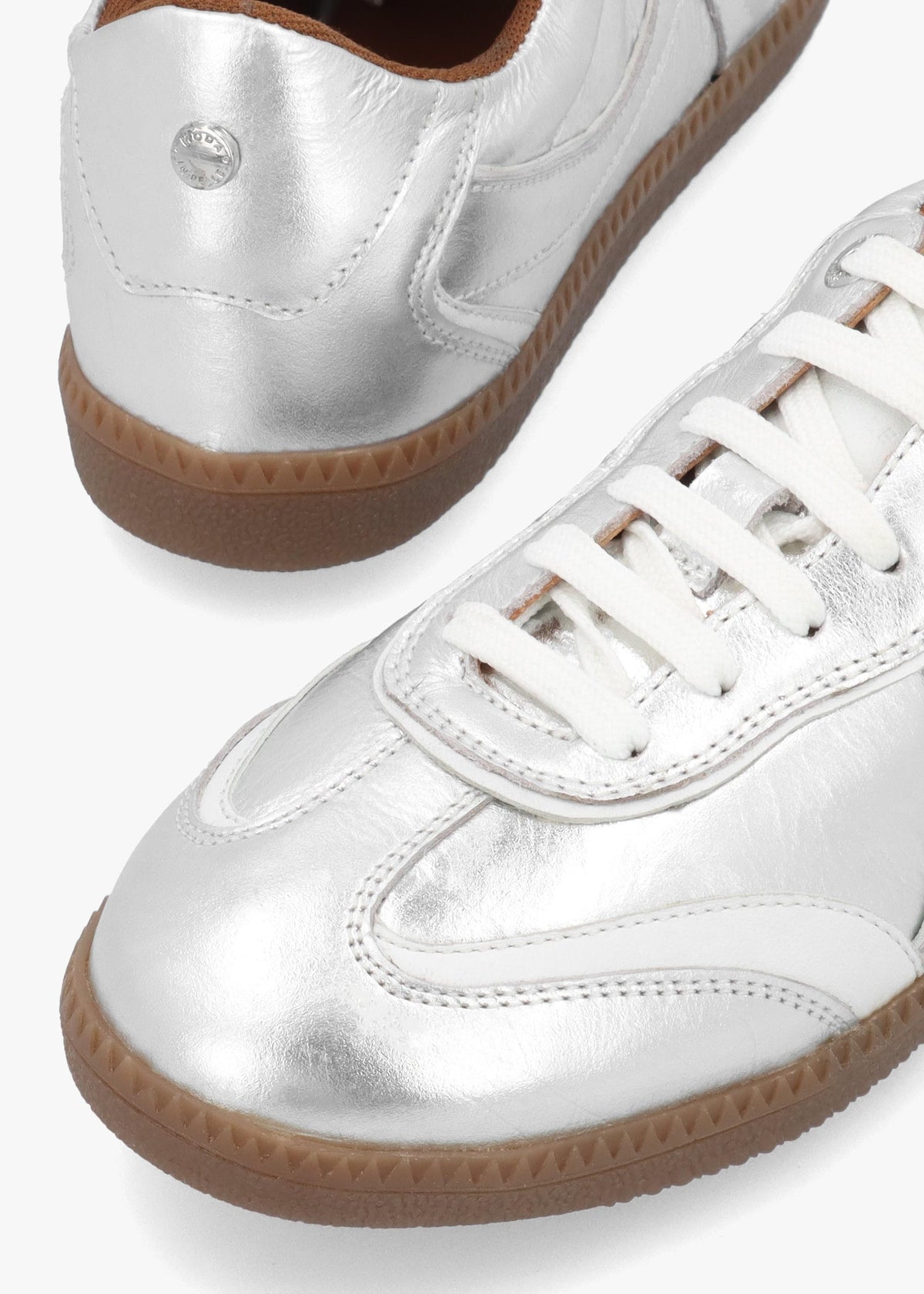 Brioni Metallic Silver Leather Low Profile Trainers
