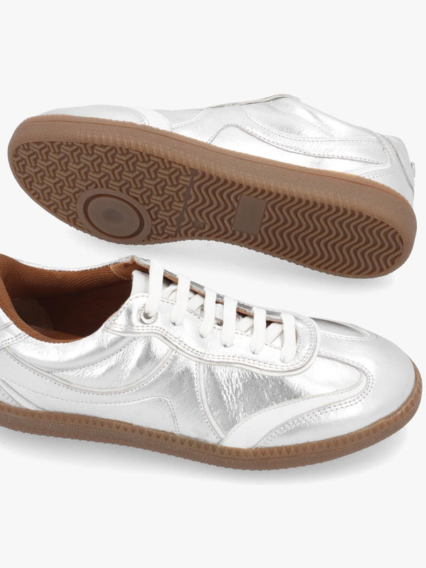 Brioni Metallic Silver Leather Low Profile Trainers
