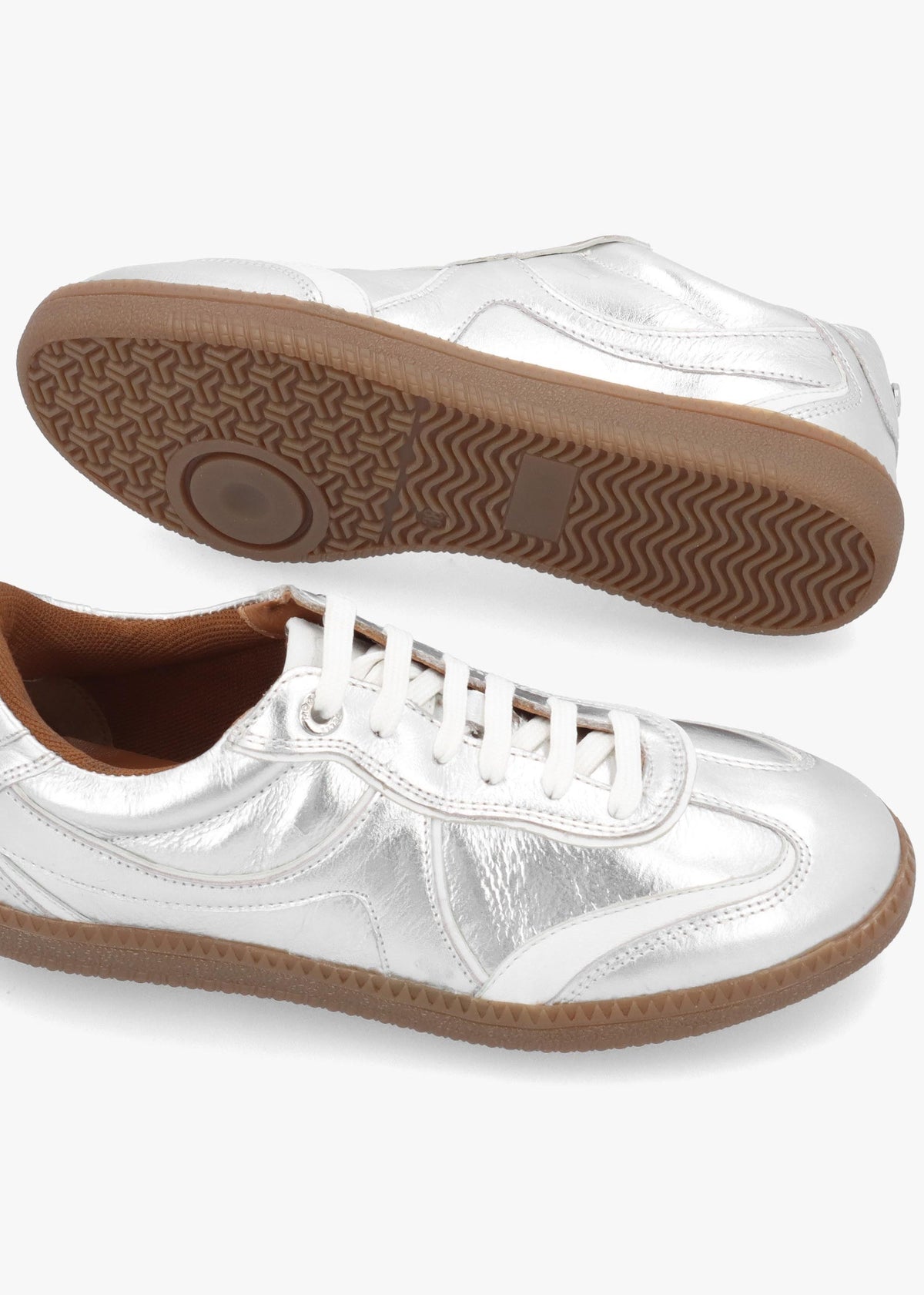 Brioni Metallic Silver Leather Low Profile Trainers
