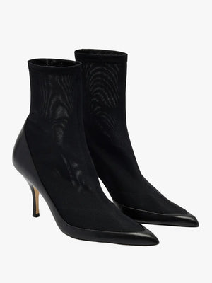 Baycliff Black Leather & Mesh Heeled Ankle Boots
