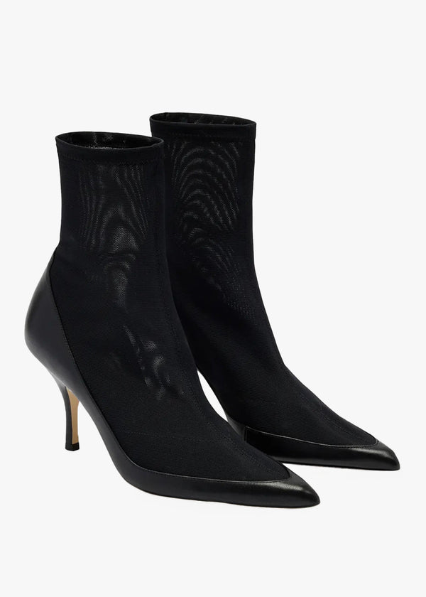 Baycliff Black Leather & Mesh Heeled Ankle Boots