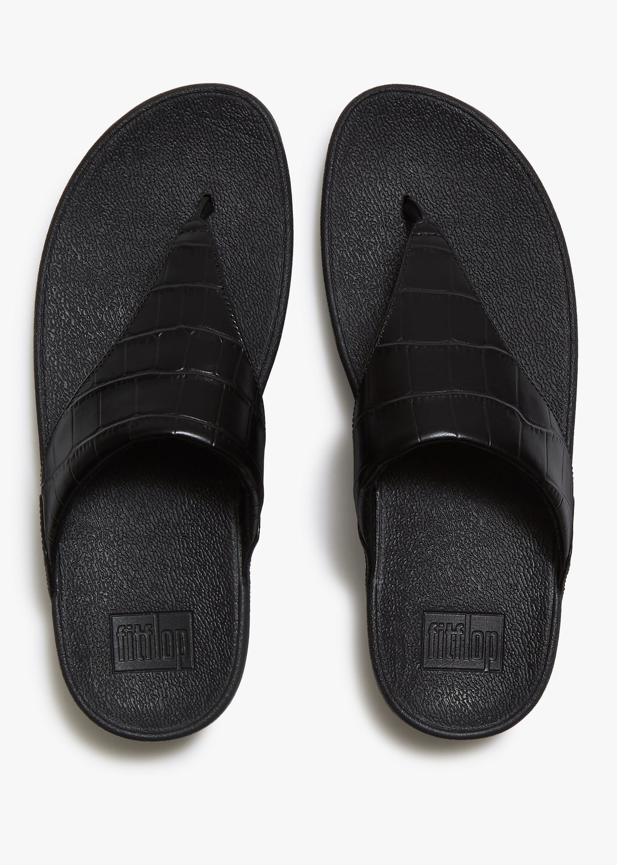 Lulu All Black Leather Moc Croc Toe Post Sandals