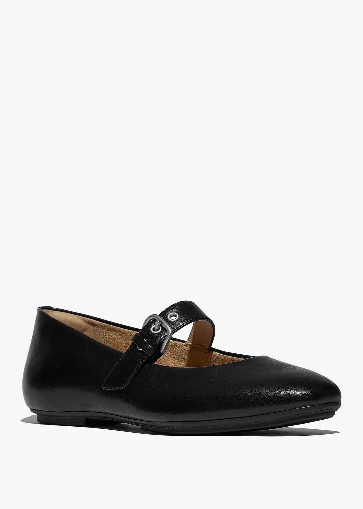 Delicato Black Leather Mary Jane Ballerina Pumps