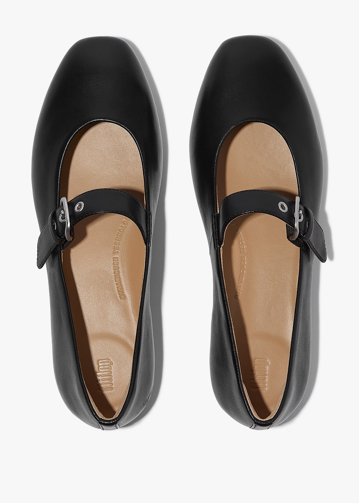 Delicato Black Leather Mary Jane Ballerina Pumps