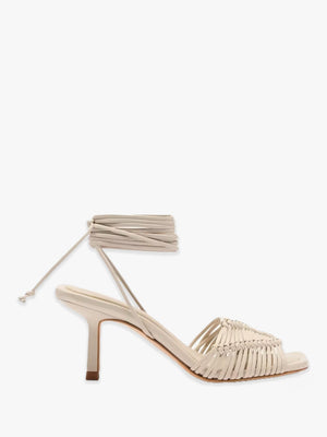 Angelbank Off White Leather Strappy Heeled Sandals