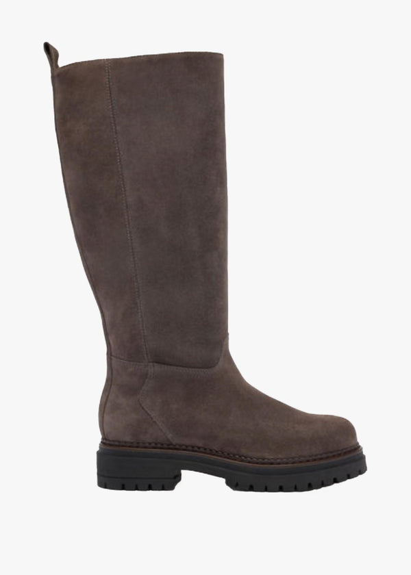 Bikby Dark Grey Suede Tall Boots