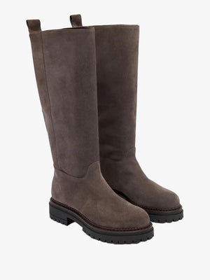 Bikby Dark Grey Suede Tall Boots