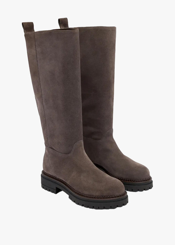 Bikby Dark Grey Suede Tall Boots