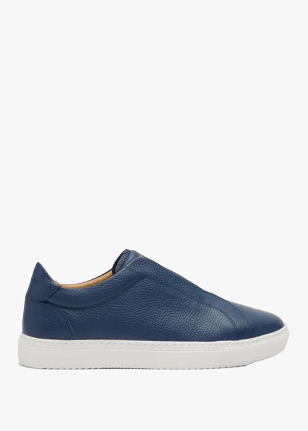 Men's Boulder Navy Leather Laceless Trainers