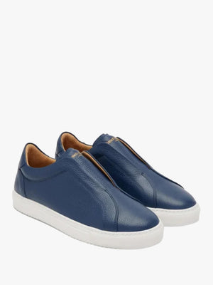 Men's Boulder Navy Leather Laceless Trainers