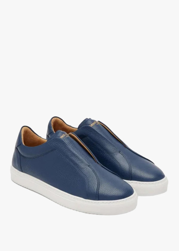 Men's Boulder Navy Leather Laceless Trainers