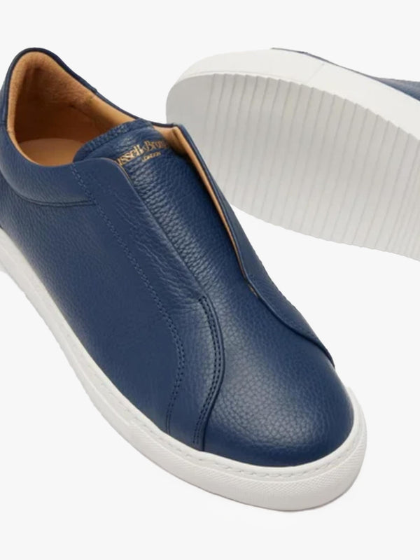 Men's Boulder Navy Leather Laceless Trainers