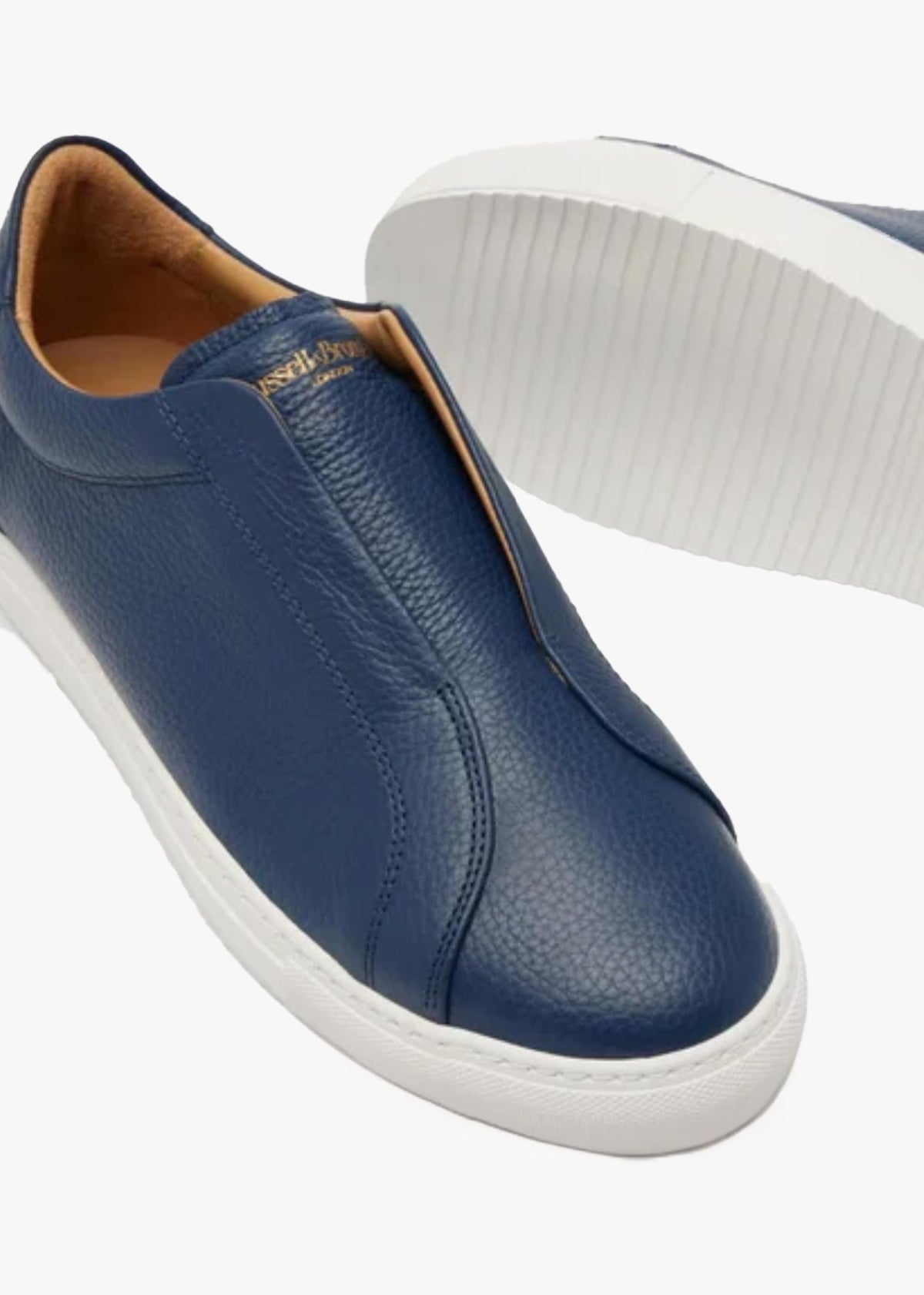 Men's Boulder Navy Leather Laceless Trainers