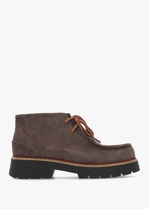 Ashton Dark Grey Brown Suede Moccasin Ankle Boots