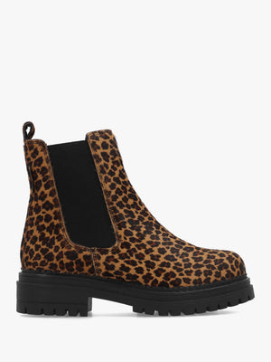Company Combat Leopard Pony Hair Chelsea Boots