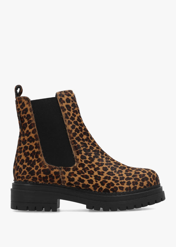 Company Combat Leopard Pony Hair Chelsea Boots