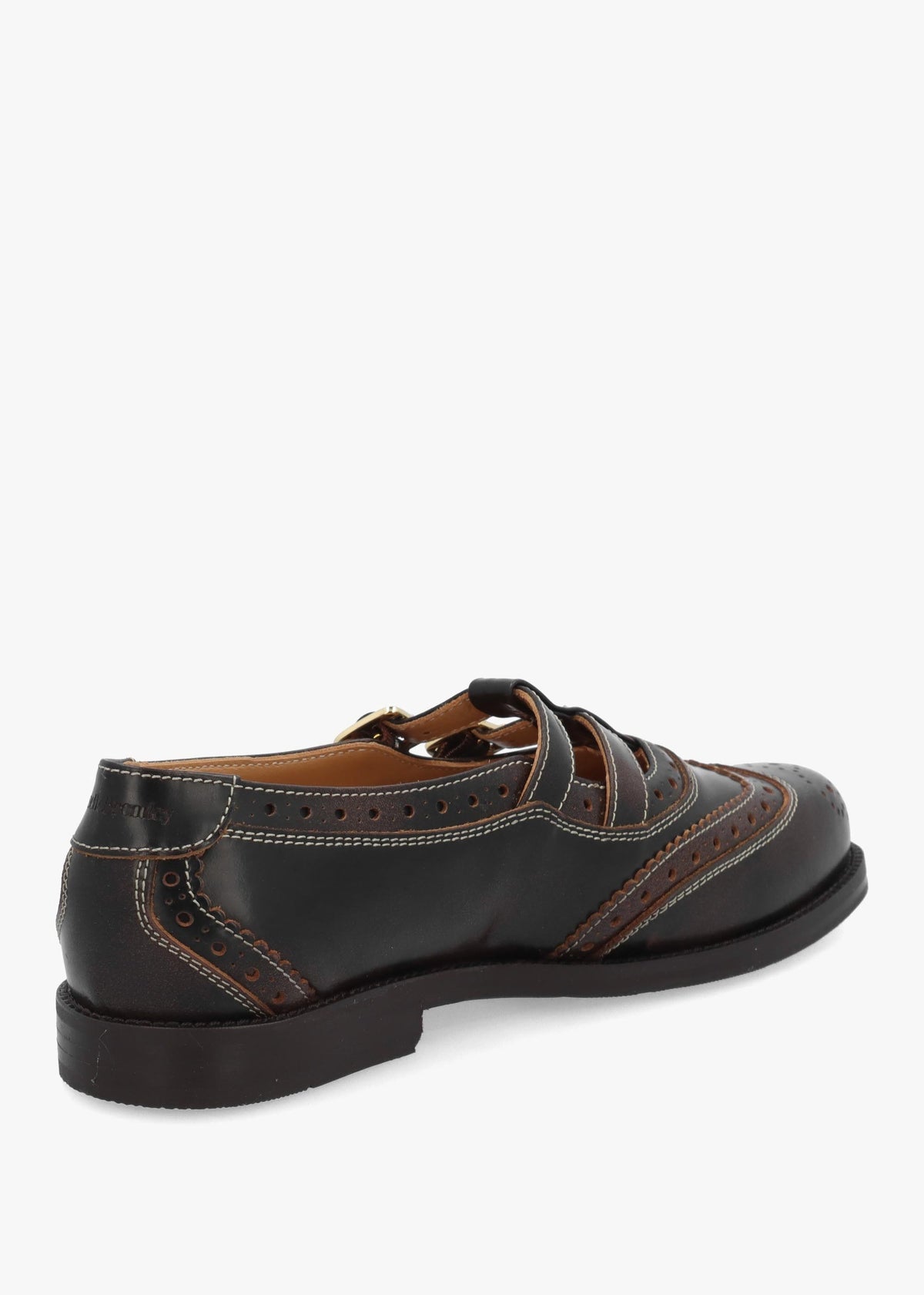 Dotty Distressed Brown Leather Brogue Mary Janes