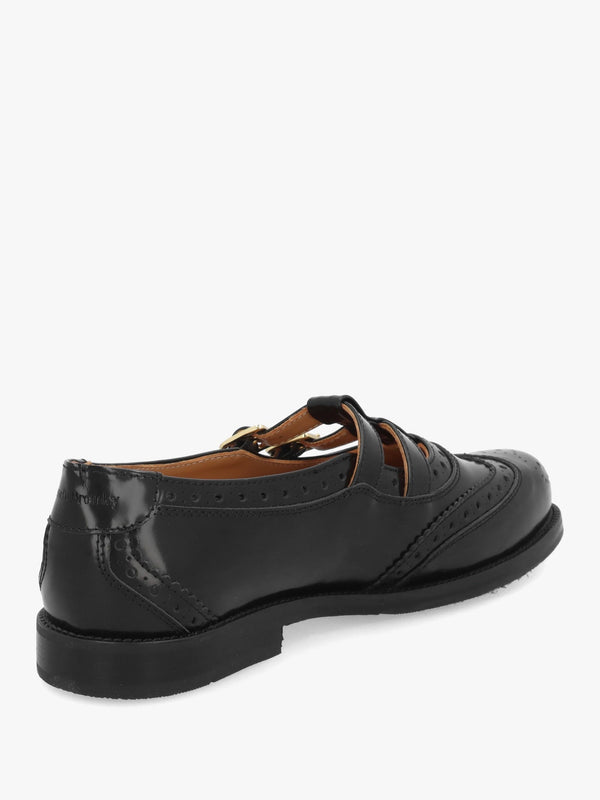 Dotty Black Leather Brogue Mary Janes