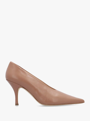 Easton Blush Leather Heeled Court Shoes