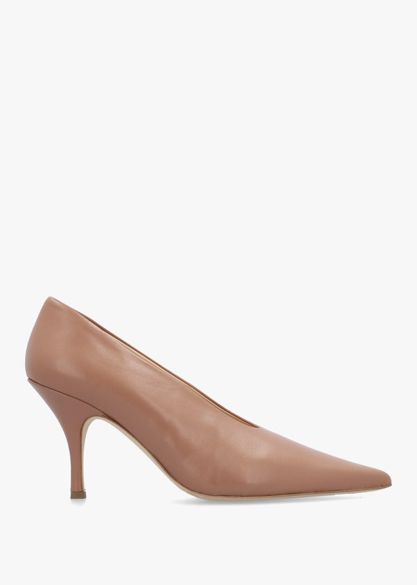 Easton Blush Leather Heeled Court Shoes