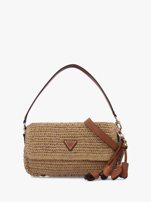 Ofelia Woven Straw Natural Cognac Shoulder Bag