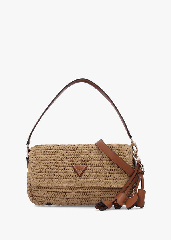 Ofelia Woven Straw Natural Cognac Shoulder Bag