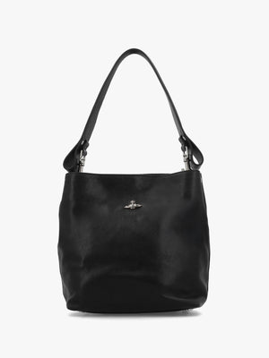 Lottie Small Black Leather Shoulder Bag