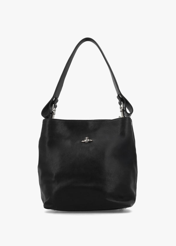 Lottie Small Black Leather Shoulder Bag