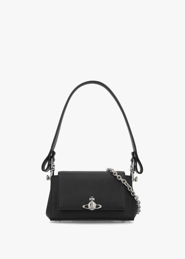 Hazel Small Black Saffaino Shoulder Bag