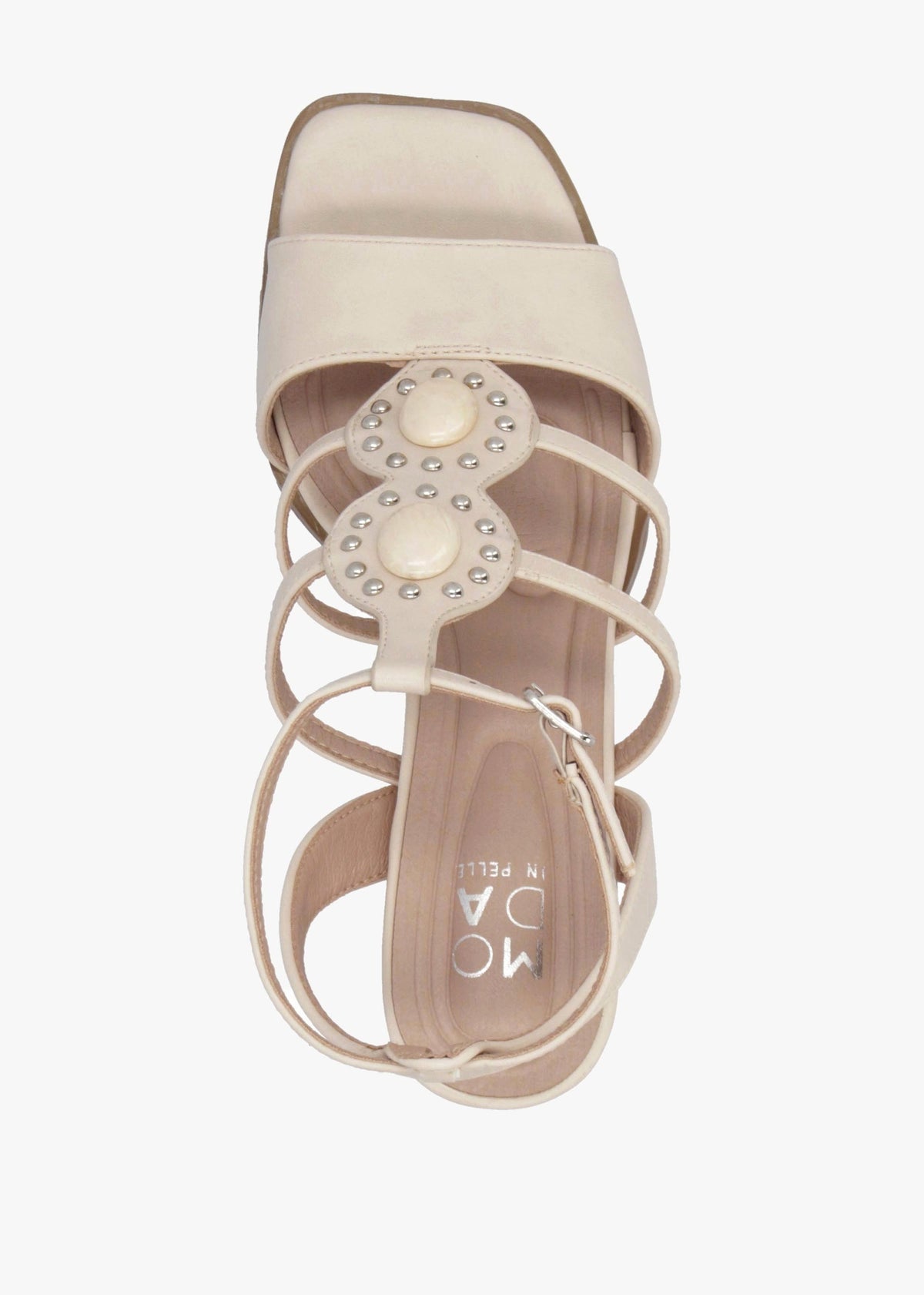 Megarah Off White Embellished Block Heel Sandals