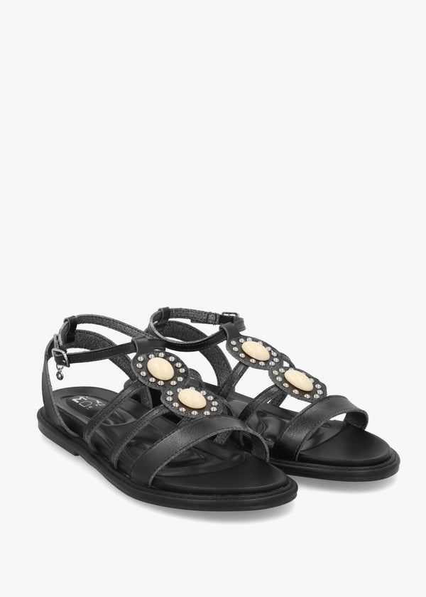 Lysandra Black Embellished Gladiator Sandals