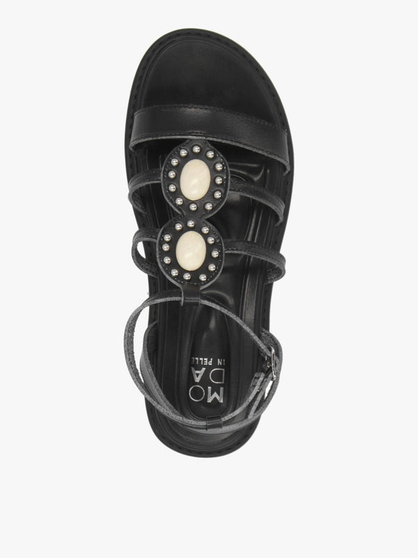 Lysandra Black Embellished Gladiator Sandals