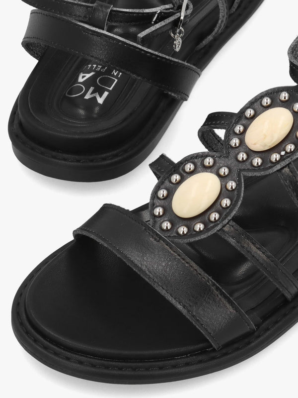 Lysandra Black Embellished Gladiator Sandals