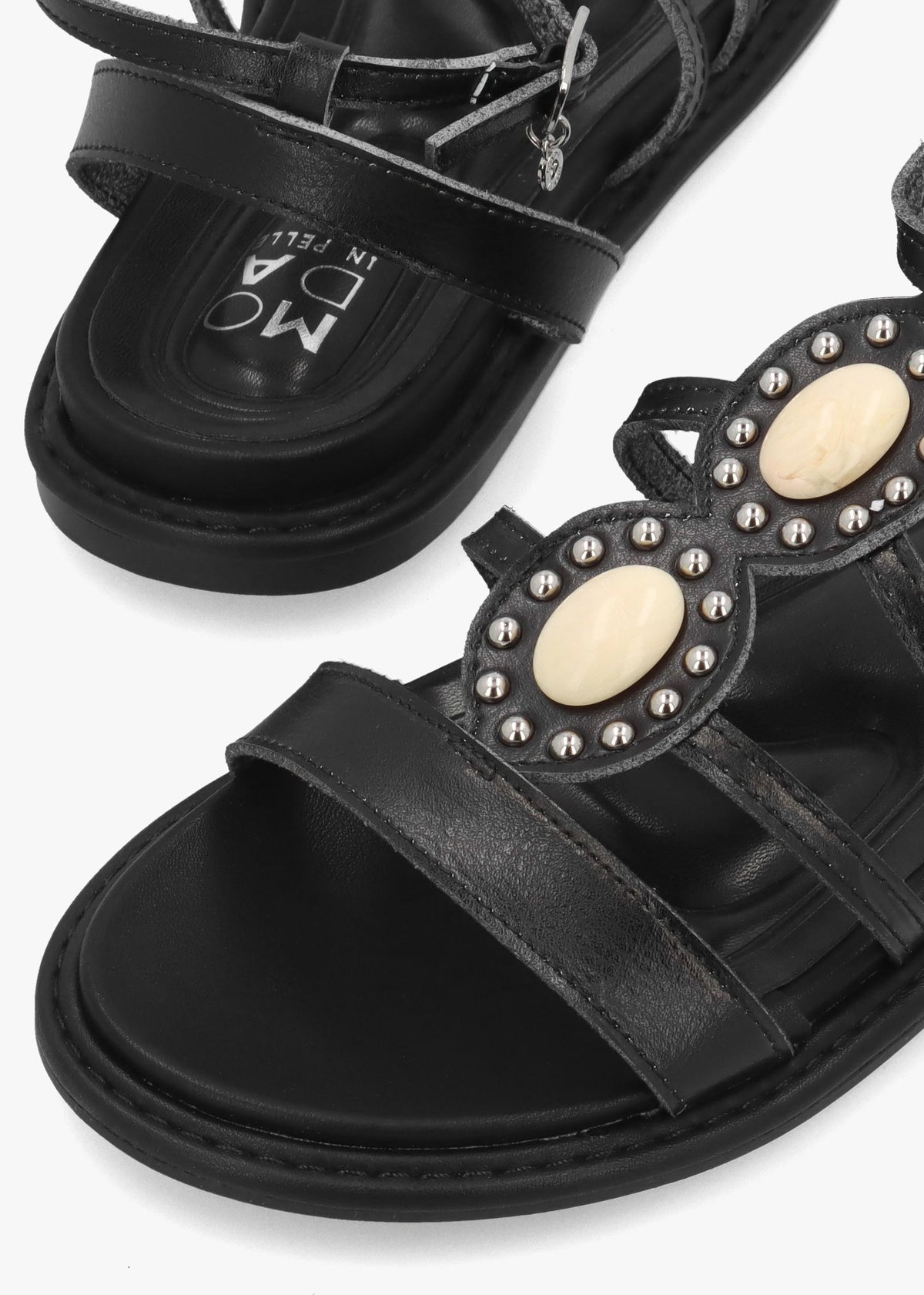 Lysandra Black Embellished Gladiator Sandals